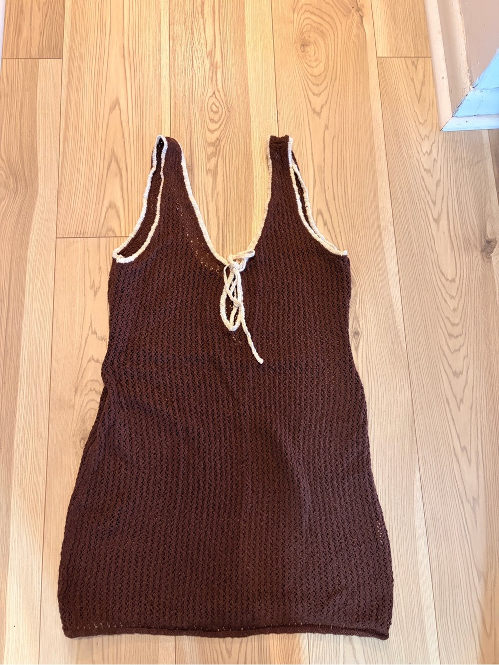 Abercrombie & Fitch Brown Crochet Slip with Cream Trim